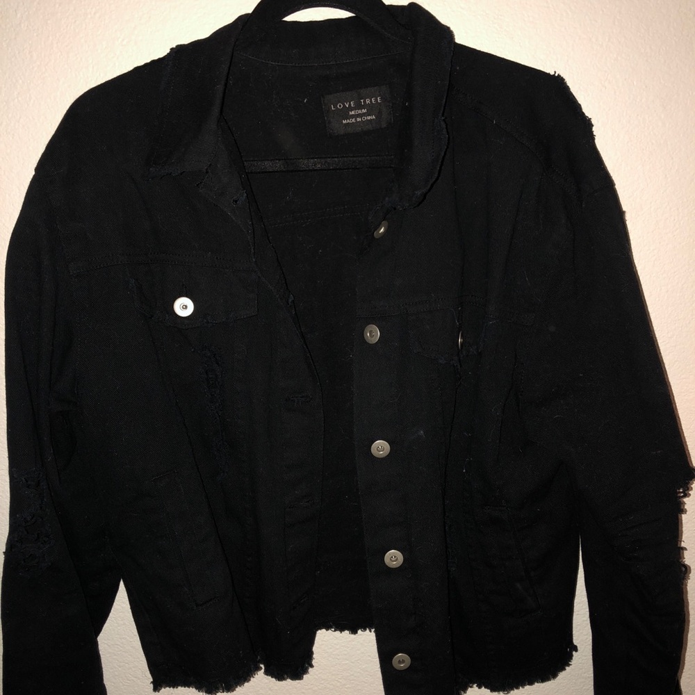 black distressed jean jacket